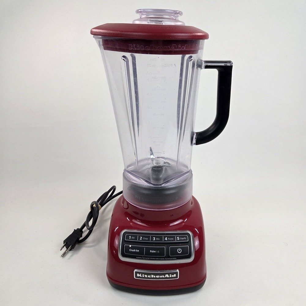 KitchenAid Red 5 Speed Diamond Blender KSB1575ER With Lid Tested